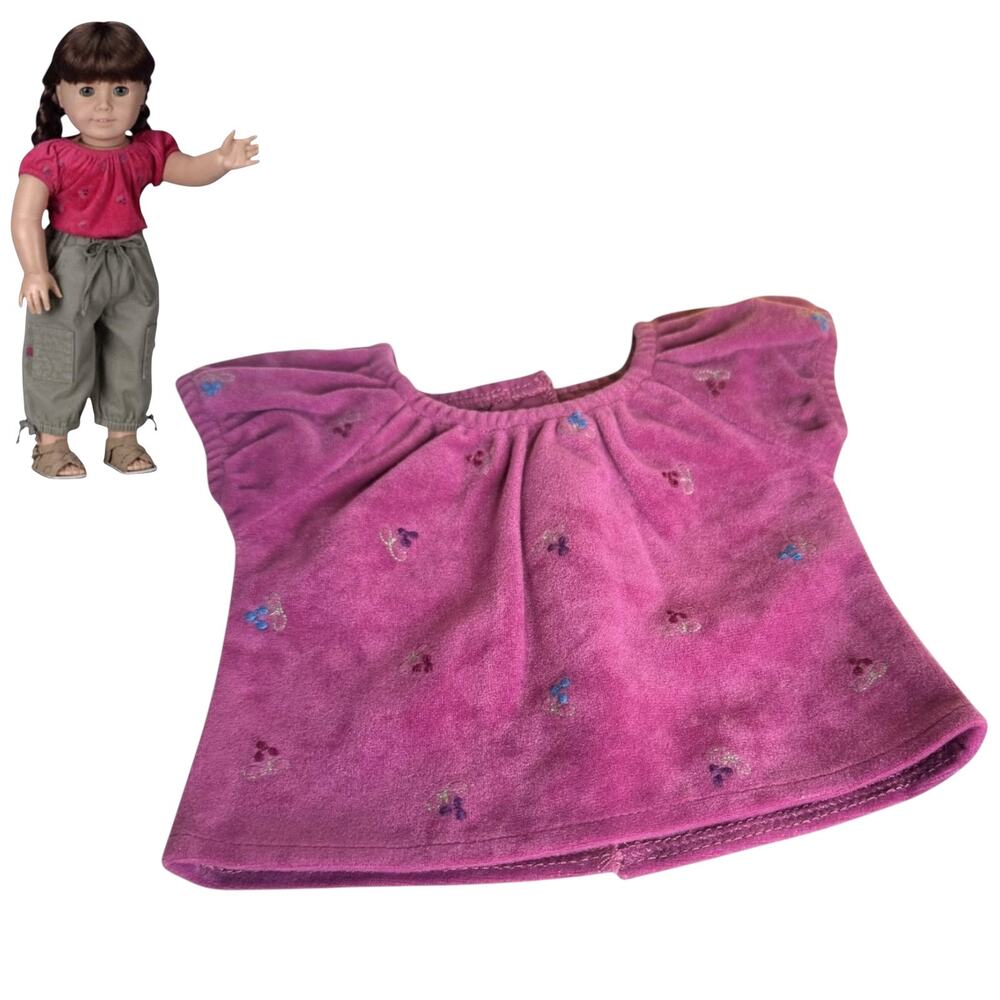 American Girl Doll Shirt Field Trip Outfit Faux Suede Purple Top Floral Vintage